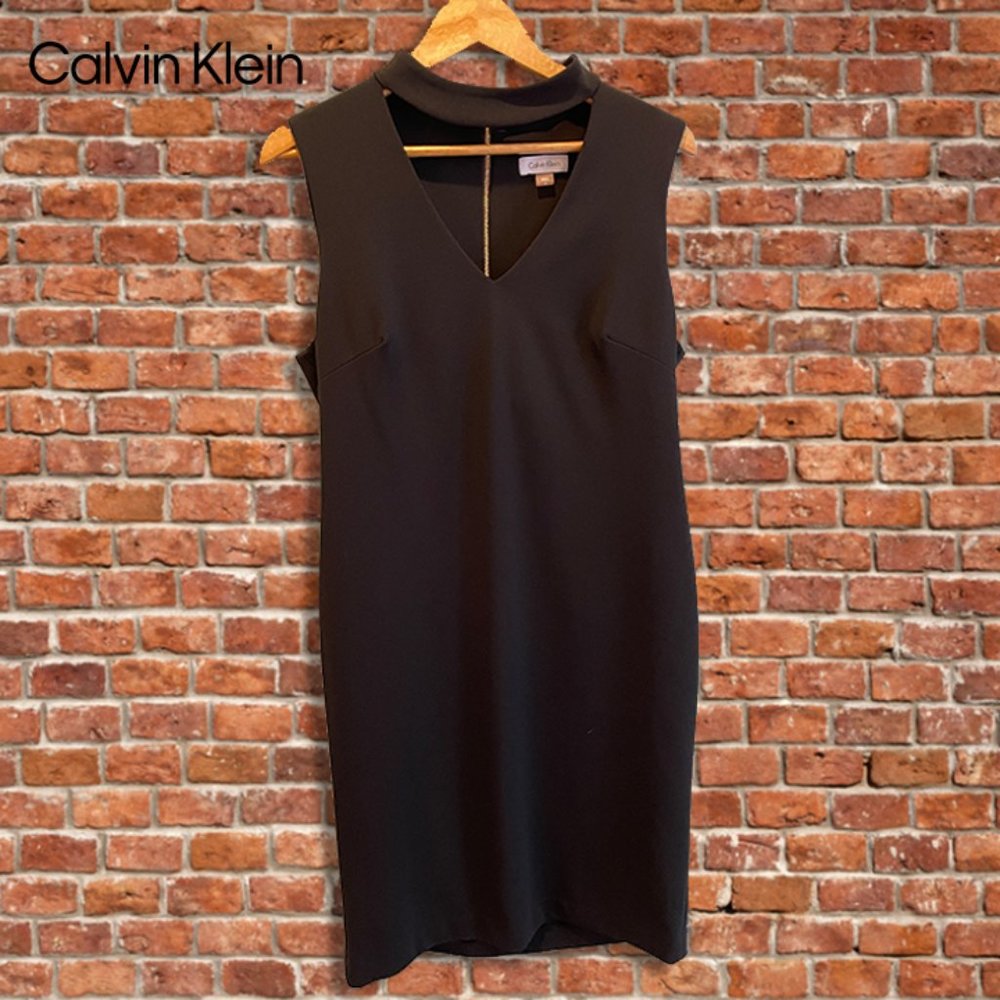Calvin Klein Sleeveless Black Sheath Dress | Size 12